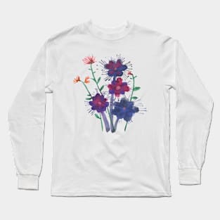 Flower in my heart, flower heart, wild purple flower, Korea, spring, summer Long Sleeve T-Shirt
